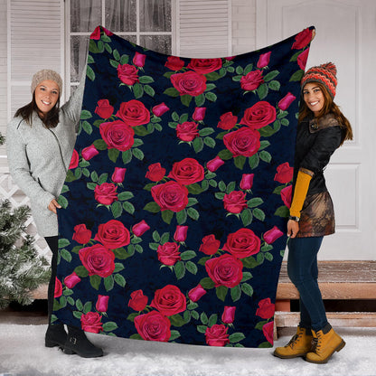 Rose Pattern Print Design A04 Premium Blanket