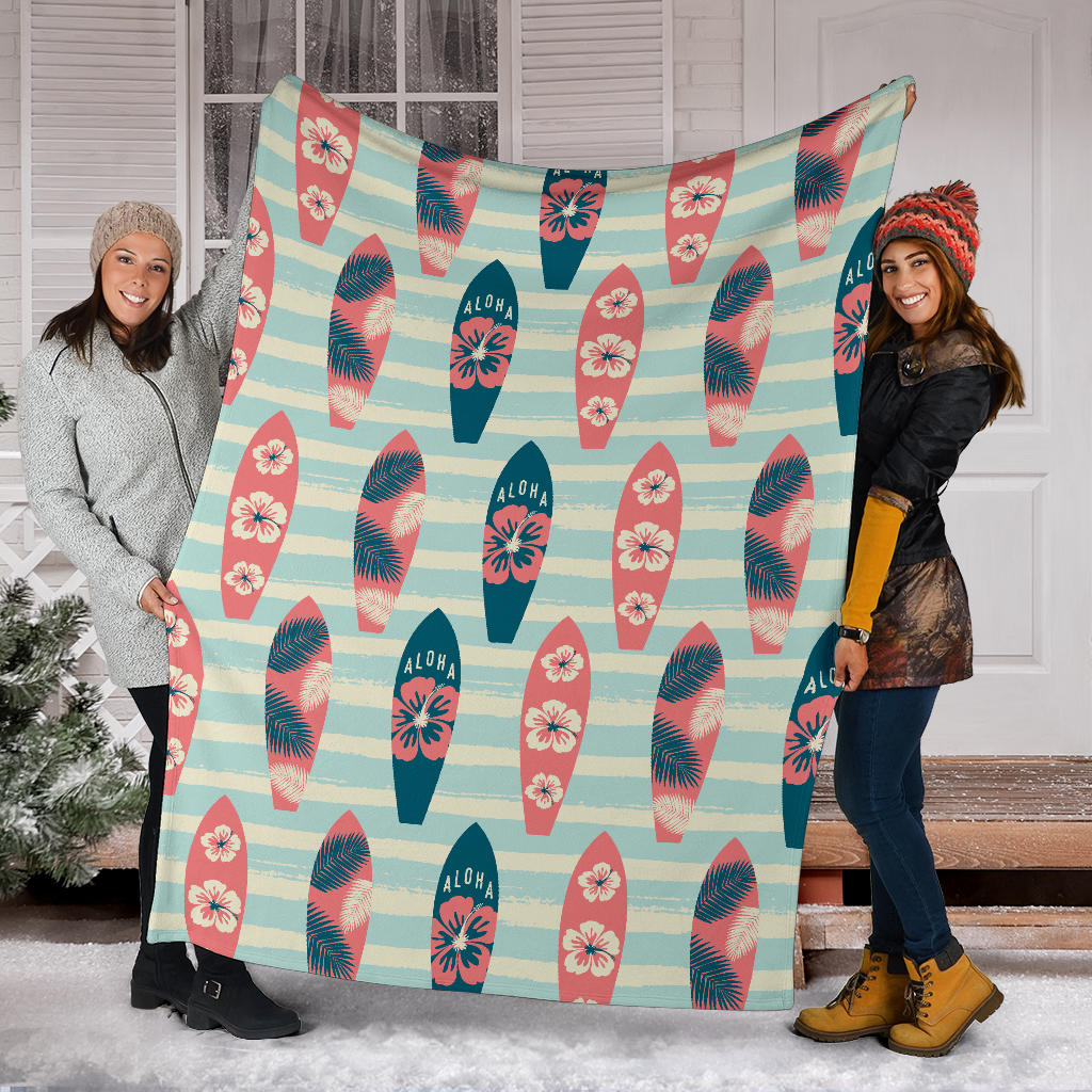 Aloha Hawaii Surfboard Pattern Print Design 02 Premium Blanket