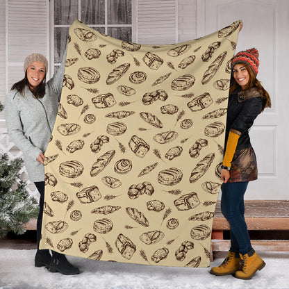 Bread Pattern Print Design 04 Premium Blanket