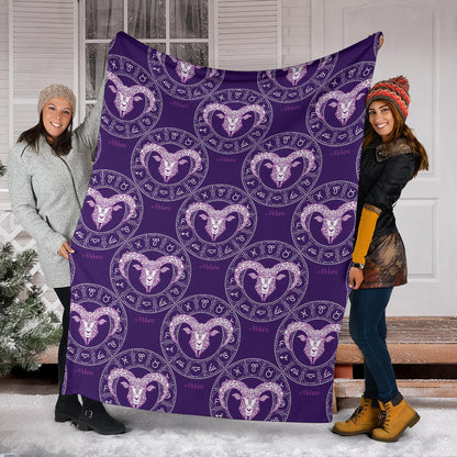 Aries Zodiac Pattern Print Design 02 Premium Blanket