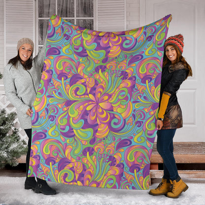 Psychedelic Mushroom Pattern Print Design A05 Premium Blanket