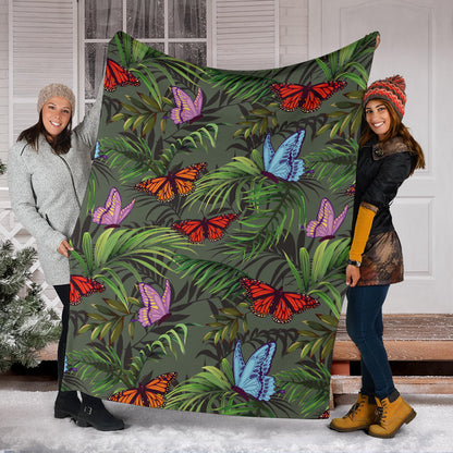 Monarch Butterfly Pattern Print Design 04 Premium Blanket