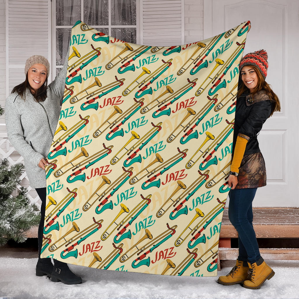 Trombone Pattern Print Design 03 Premium Blanket