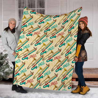 Trombone Pattern Print Design 03 Premium Blanket