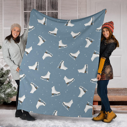 Ice Skate Pattern Print Design 02 Premium Blanket