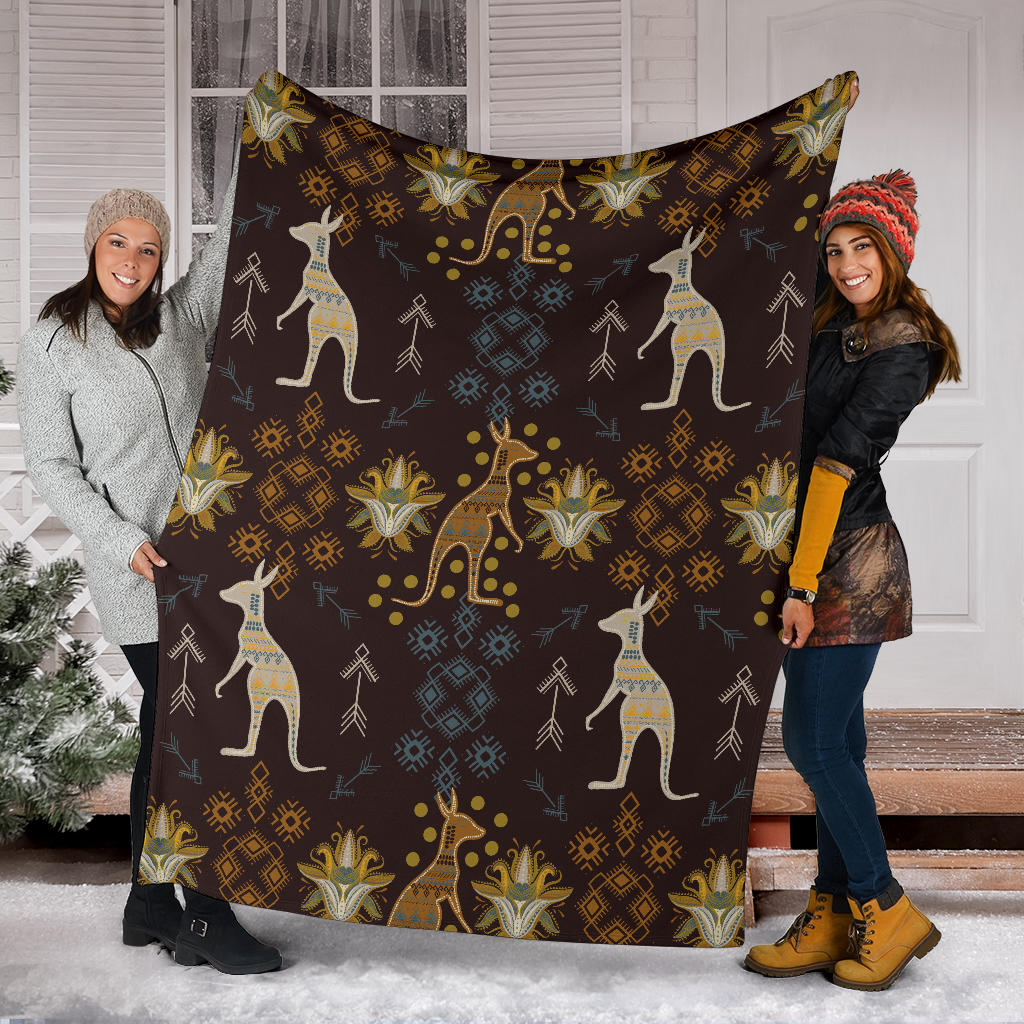 Kangaroos Pattern Print Design 03 Premium Blanket