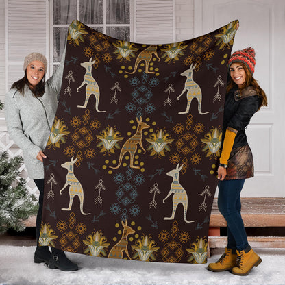 Kangaroos Pattern Print Design 03 Premium Blanket