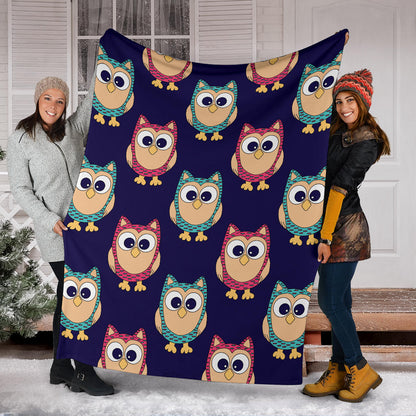Owl Pattern Print Design A06 Premium Blanket