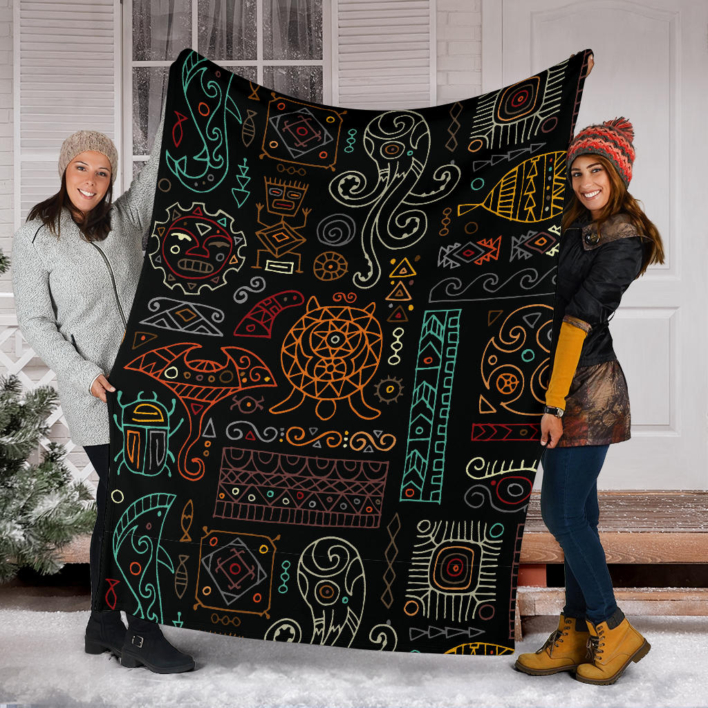 Polynesian Pattern Print Design A04 Premium Blanket