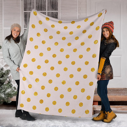 Polka Dot Gold Pink Pattern Print Design 01 Premium Blanket
