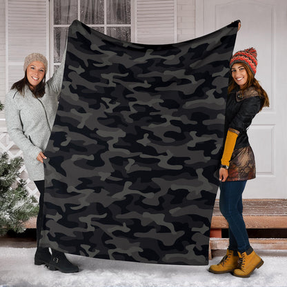 Camo Black Pattern Print Design 02 Premium Blanket
