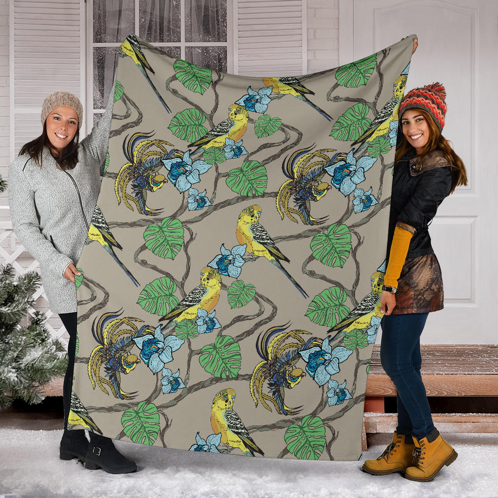 Parakeet Pattern Print Design A02 Premium Blanket