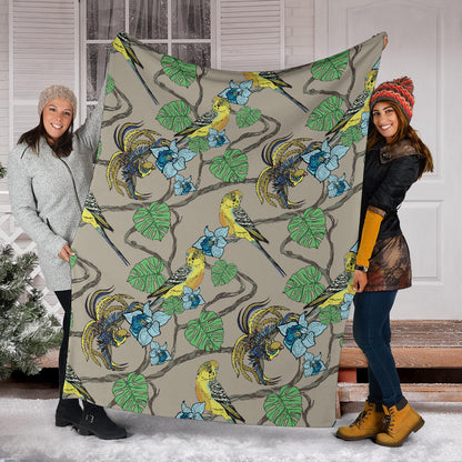 Parakeet Pattern Print Design A02 Premium Blanket