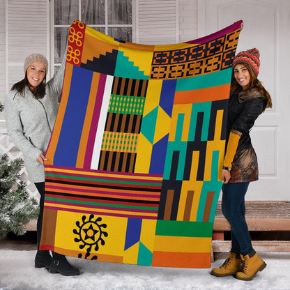 Kente Pattern Print Design 03 Premium Blanket