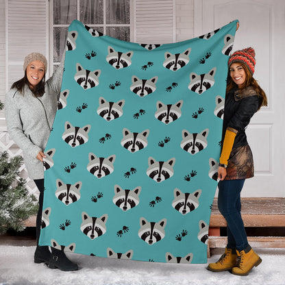 Raccoon Pattern Print Design A01 Premium Blanket