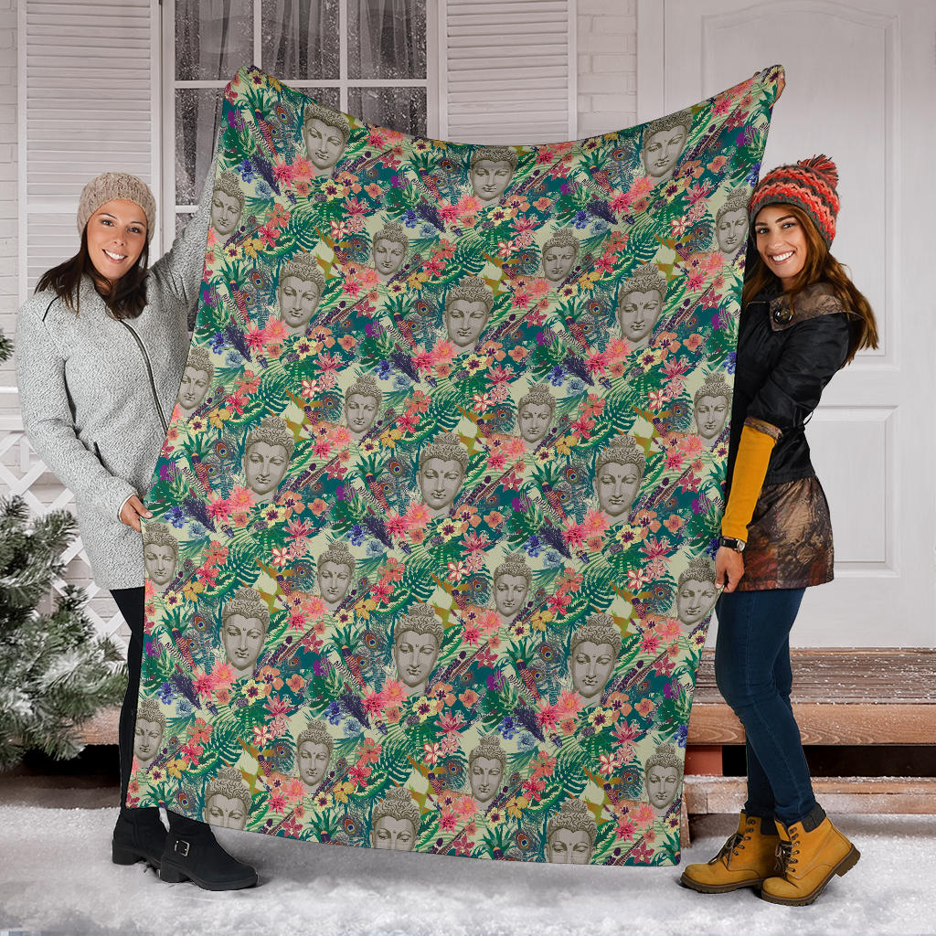 Buddha Pattern Print Design 08 Premium Blanket