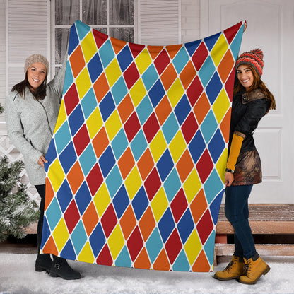 Harlequin Pattern Print Design 01 Premium Blanket