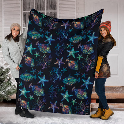 Starfish Pattern Print Design 01 Premium Blanket