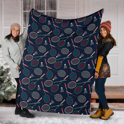 Badminton Pattern Print Design 03 Premium Blanket