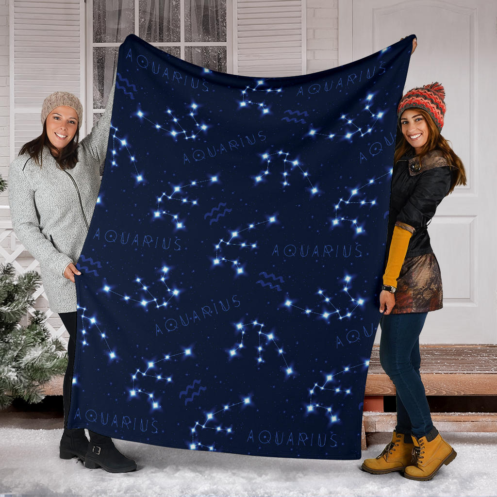 Aquarius Zodiac Pattern Print Design 02 Premium Blanket