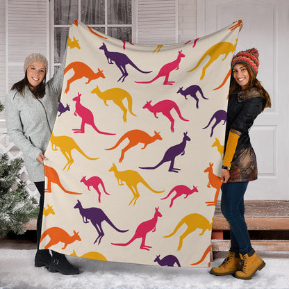 Kangaroos Pattern Print Design 01 Premium Blanket