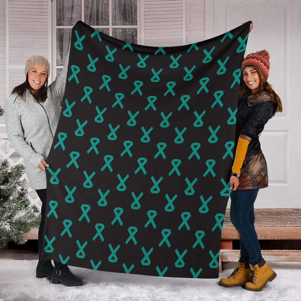 Ovarian cancer Pattern Print Design A01 Premium Blanket