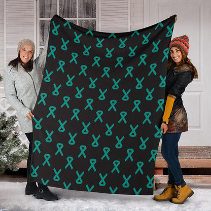 Ovarian cancer Pattern Print Design A01 Premium Blanket