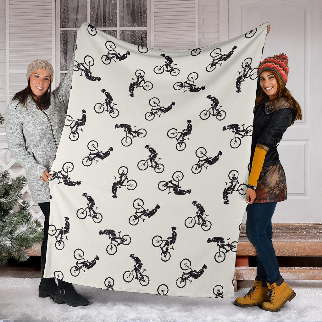Mountain bike Pattern Print Design 01 Premium Blanket