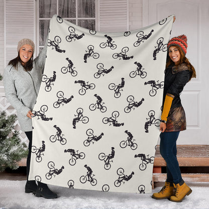 Mountain bike Pattern Print Design 01 Premium Blanket
