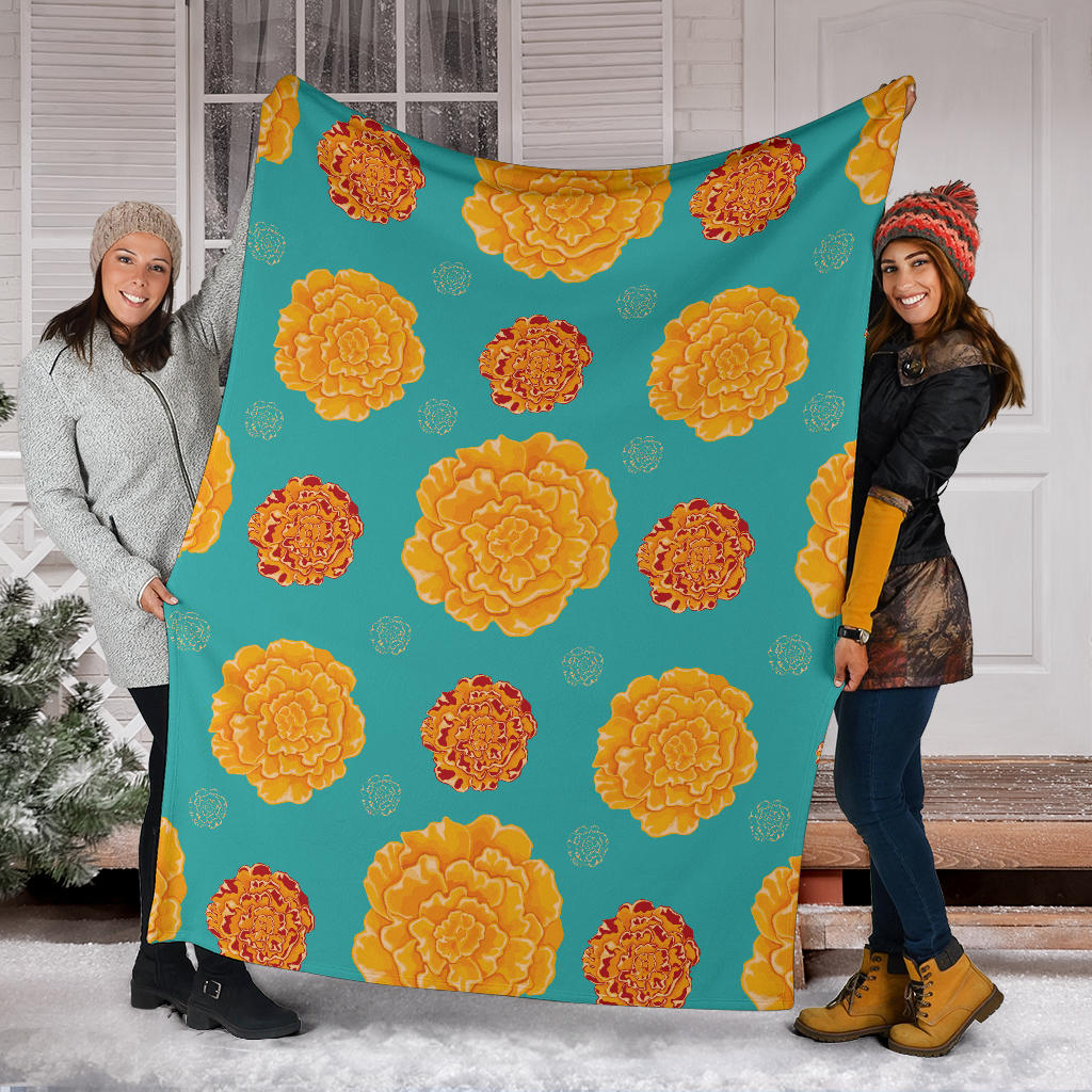 Marigold Pattern Print Design 02 Premium Blanket