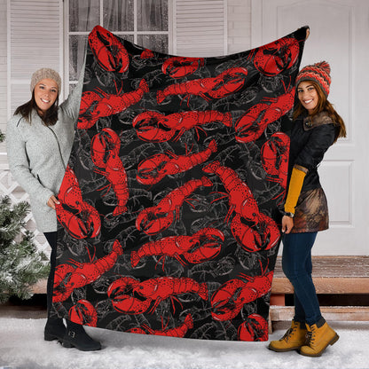 Lobster Pattern Print Design 04 Premium Blanket