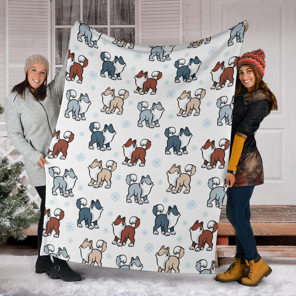 Alaskan Malamute Pattern Print Design 02 Premium Blanket