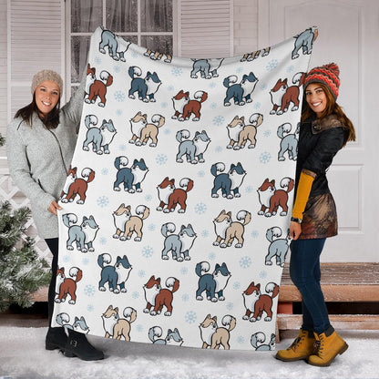 Alaskan Malamute Pattern Print Design 02 Premium Blanket
