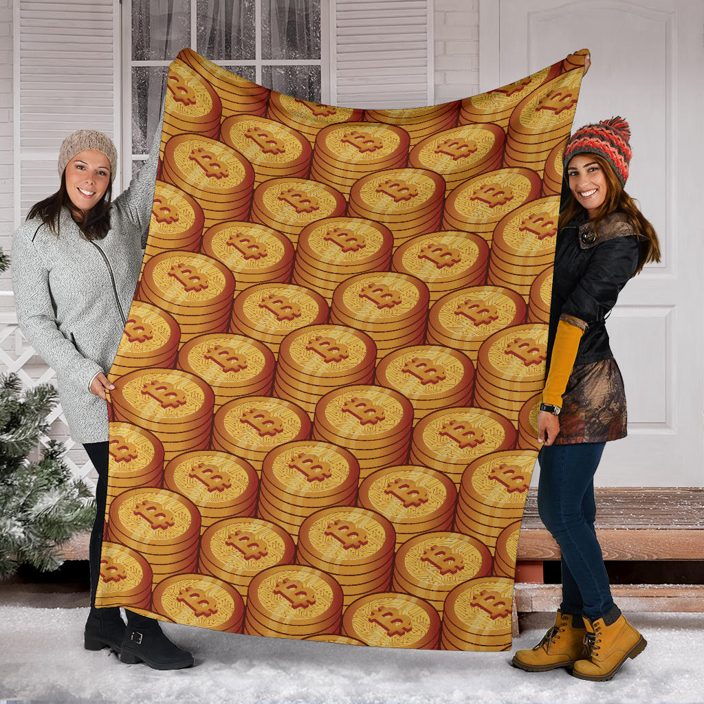 Bitcoin Pattern Print Design 02 Premium Blanket