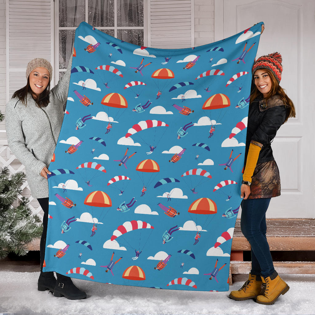 Skydiving Pattern Print Design 03 Premium Blanket