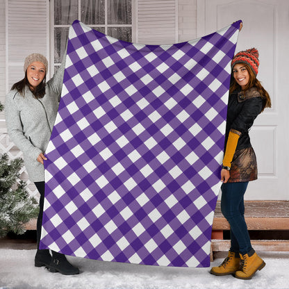 Gingham Purple Pattern Print Design 03 Premium Blanket