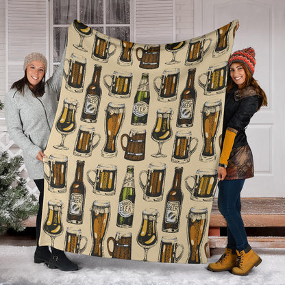 Beer Pattern Print Design 04 Premium Blanket