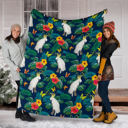 Cockatoo Tropical Pattern Print Design 02 Premium Blanket