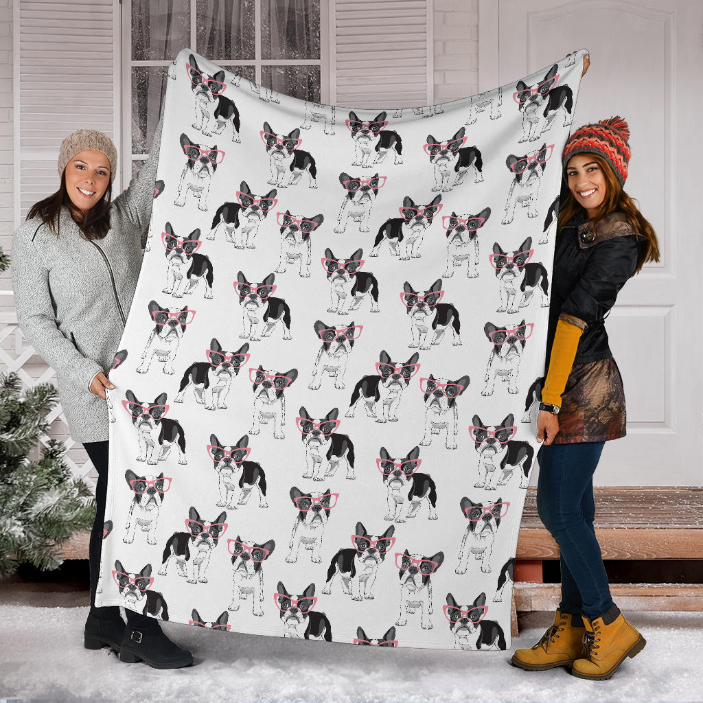 Boston Terrier Pattern Print Design 03 Premium Blanket