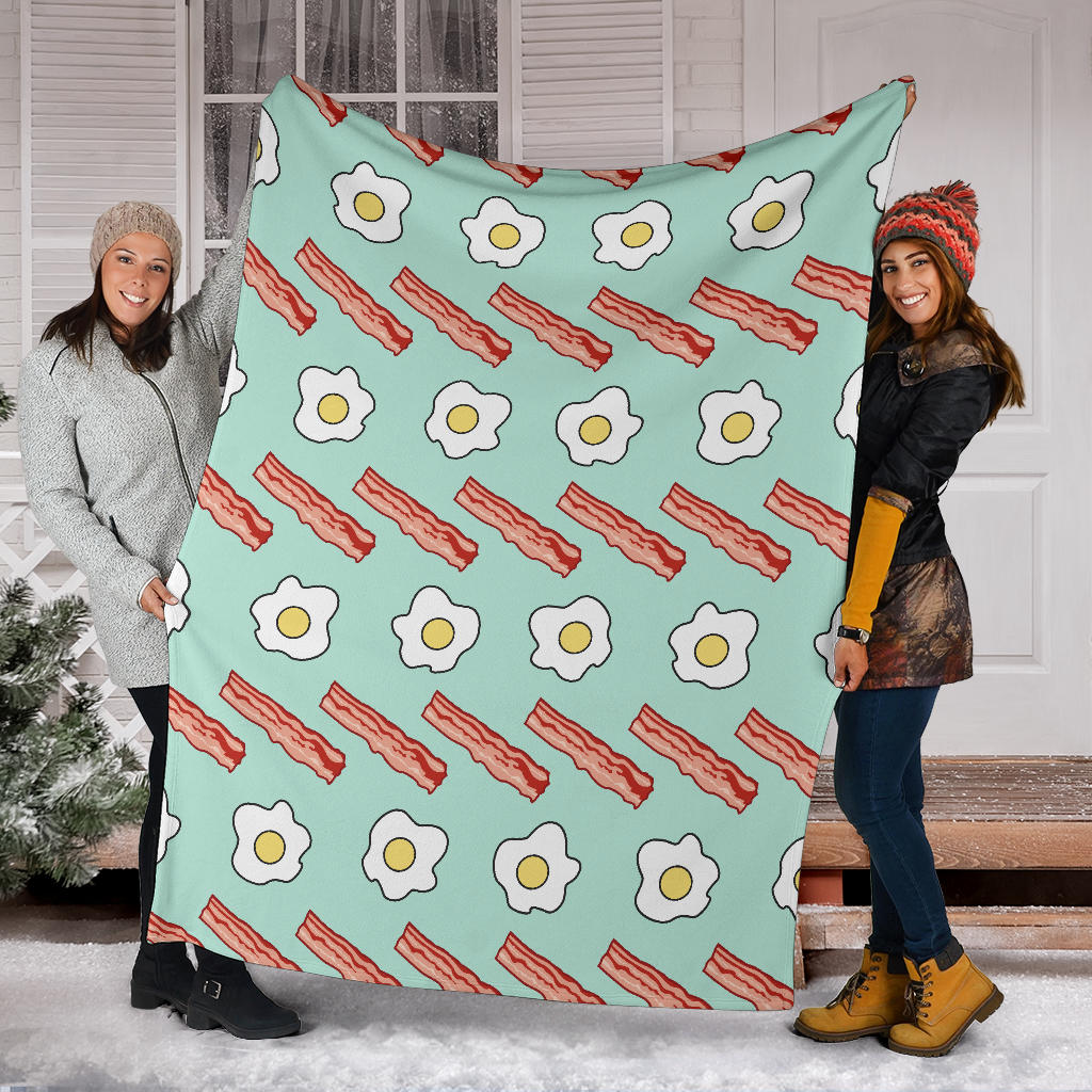 Bacon Sausage Pattern Print Design 01 Premium Blanket