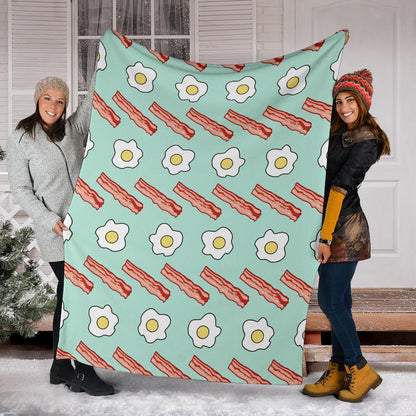 Bacon Sausage Pattern Print Design 01 Premium Blanket