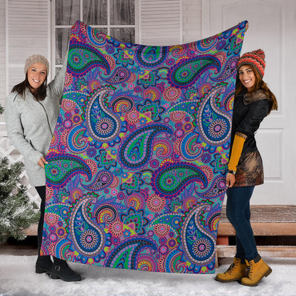 Paisley Colorful Pattern Print Design A02 Premium Blanket