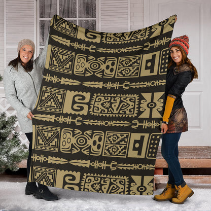 Mayan Pattern Print Design 03 Premium Blanket