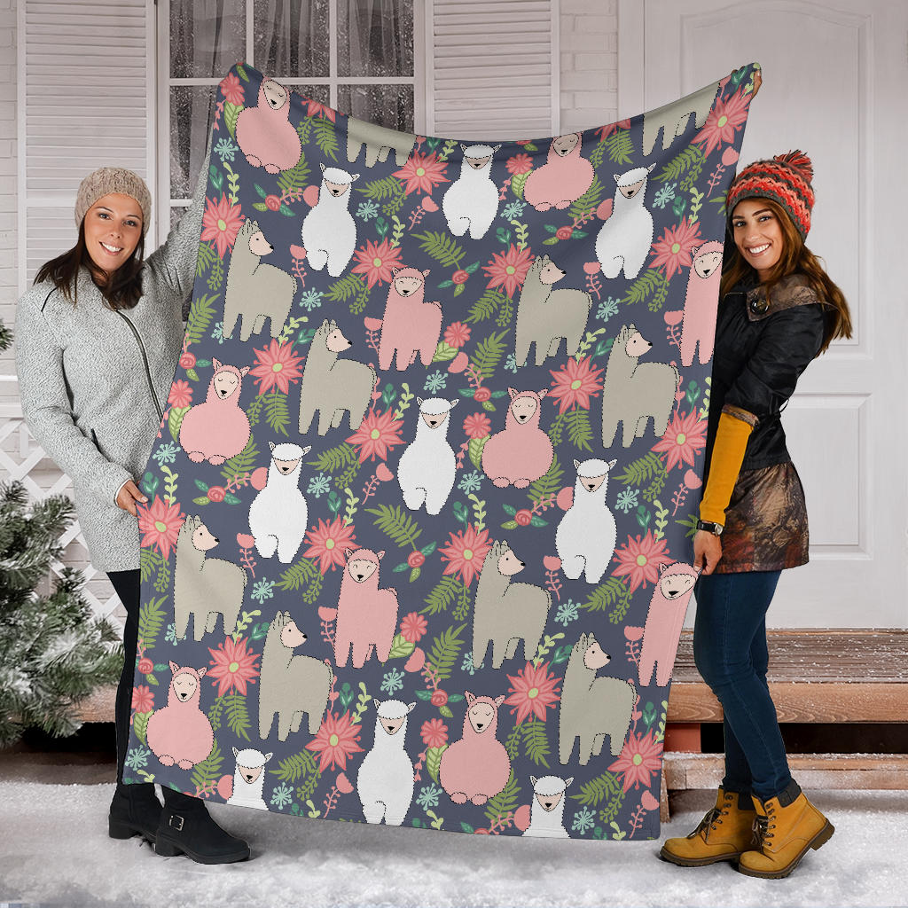 Alpaca Pattern Print Design 03 Premium Blanket