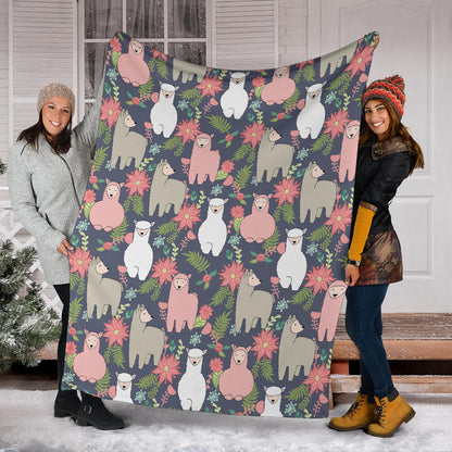 Alpaca Pattern Print Design 03 Premium Blanket