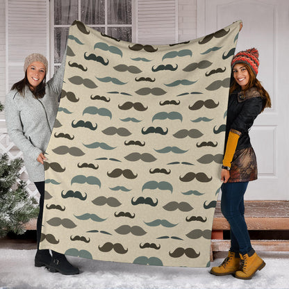 Mustache Pattern Print Design A01 Premium Blanket