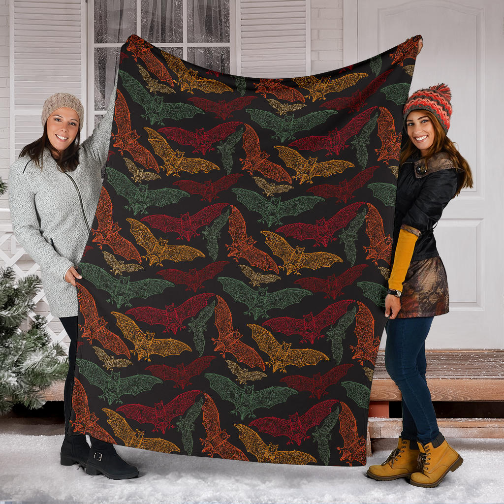 Bat Tribal Pattern Print Design 03 Premium Blanket
