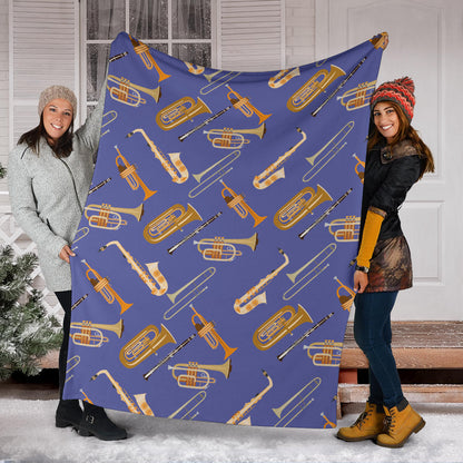 Trombone Pattern Print Design 02 Premium Blanket
