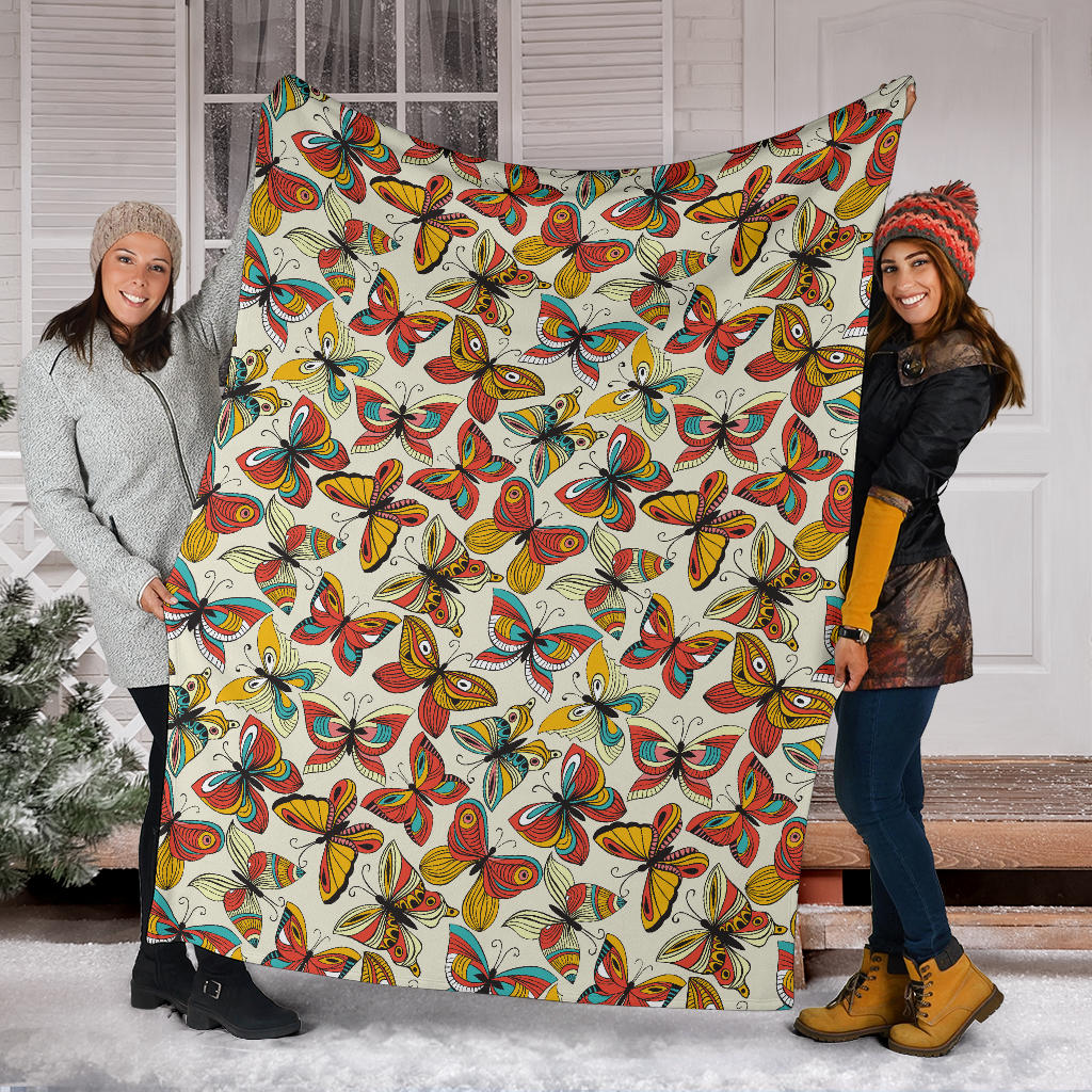 Butterfly Pattern Print Design 02 Premium Blanket