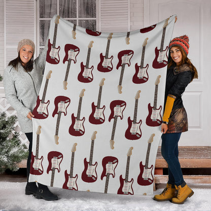Bass Guitar Pattern Print Design 03 Premium Blanket